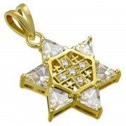 14K Gold Plated Jerusalem Cross Star David Pendant, pgp456